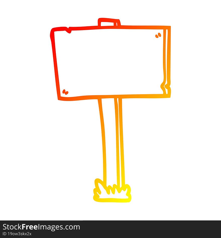 warm gradient line drawing of a cartoon sign post