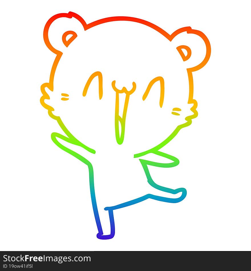 rainbow gradient line drawing happy bear cartoon