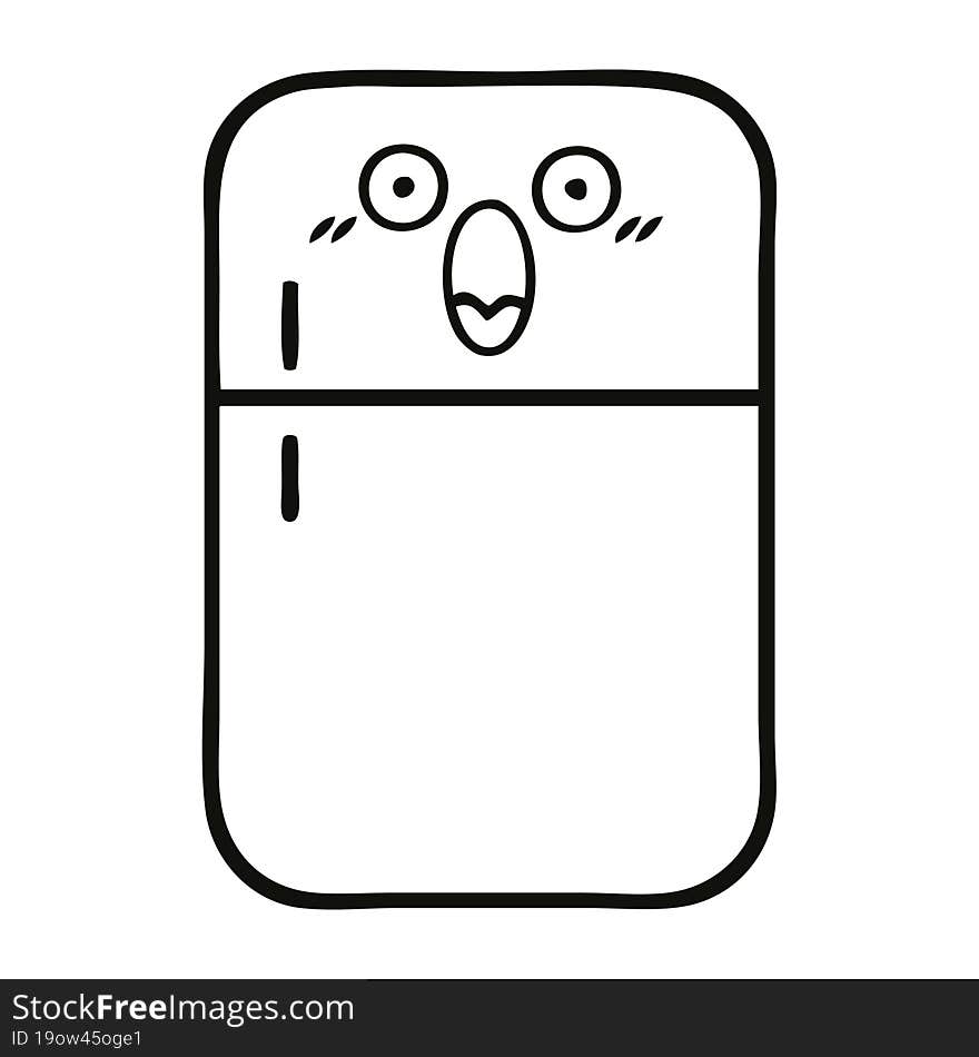 Line Drawing Cartoon Fridge Freezer