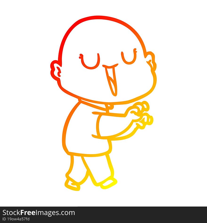 warm gradient line drawing happy cartoon bald man