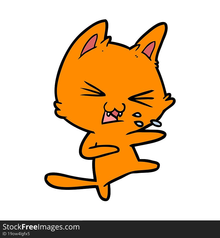 cartoon cat hissing. cartoon cat hissing