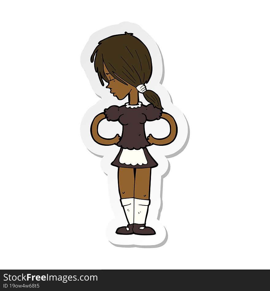 Sticker Of A Cartoon Waitress