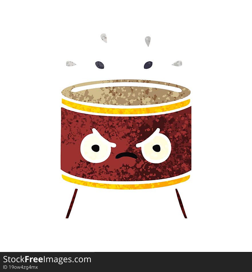 retro illustration style cartoon drum