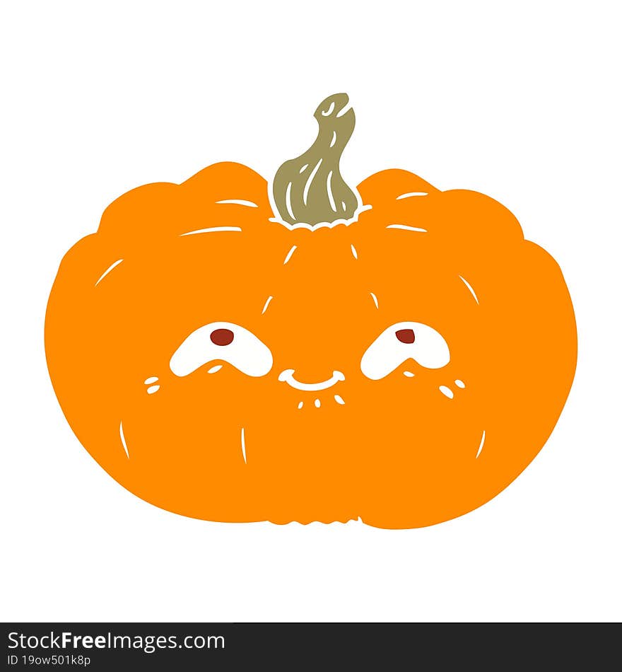 happy flat color style cartoon pumpkin