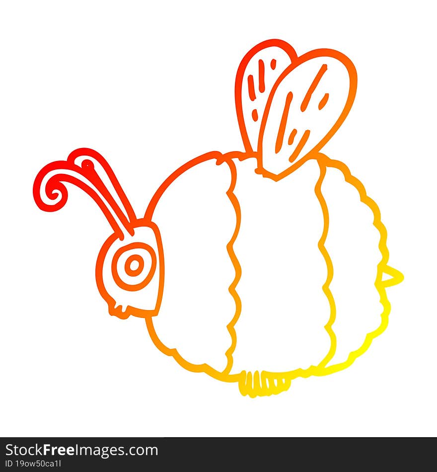 warm gradient line drawing cartoon bee