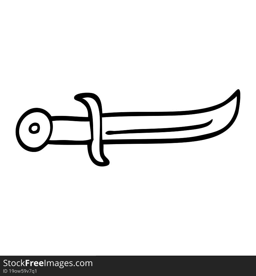 Line Drawing Cartoon Curved Dagger