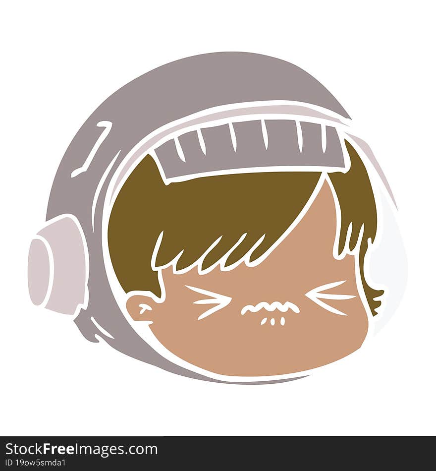 flat color style cartoon stressed astronaut face