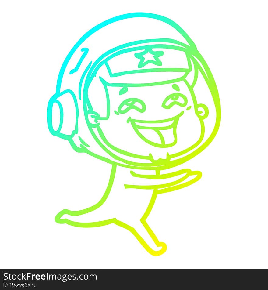 cold gradient line drawing cartoon laughing astronaut