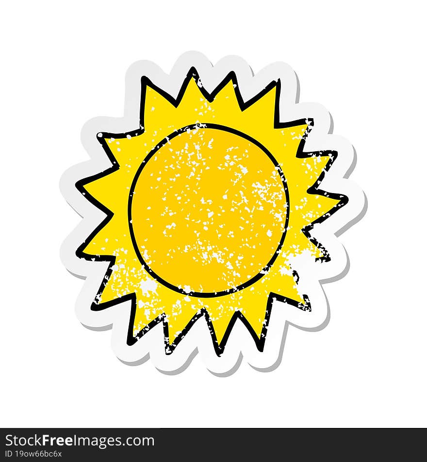 distressed sticker of a cartoon sun