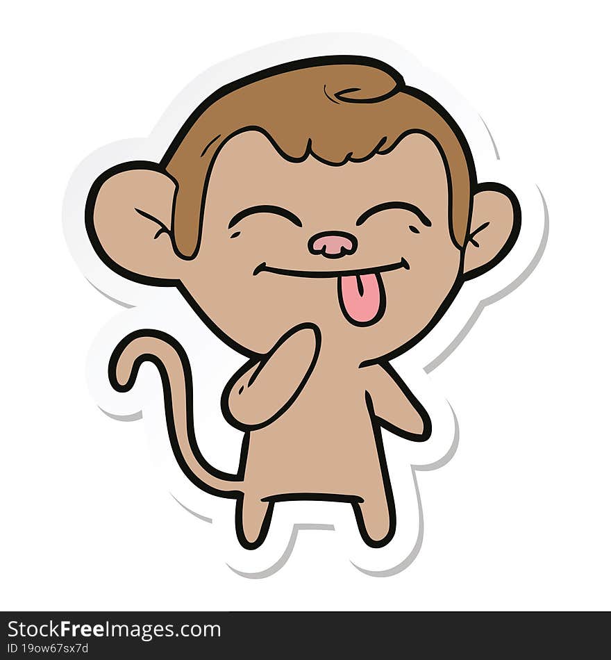 sticker of a funny cartoon monkey