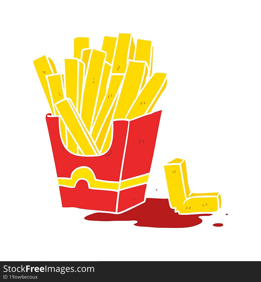 flat color style cartoon junk food fries