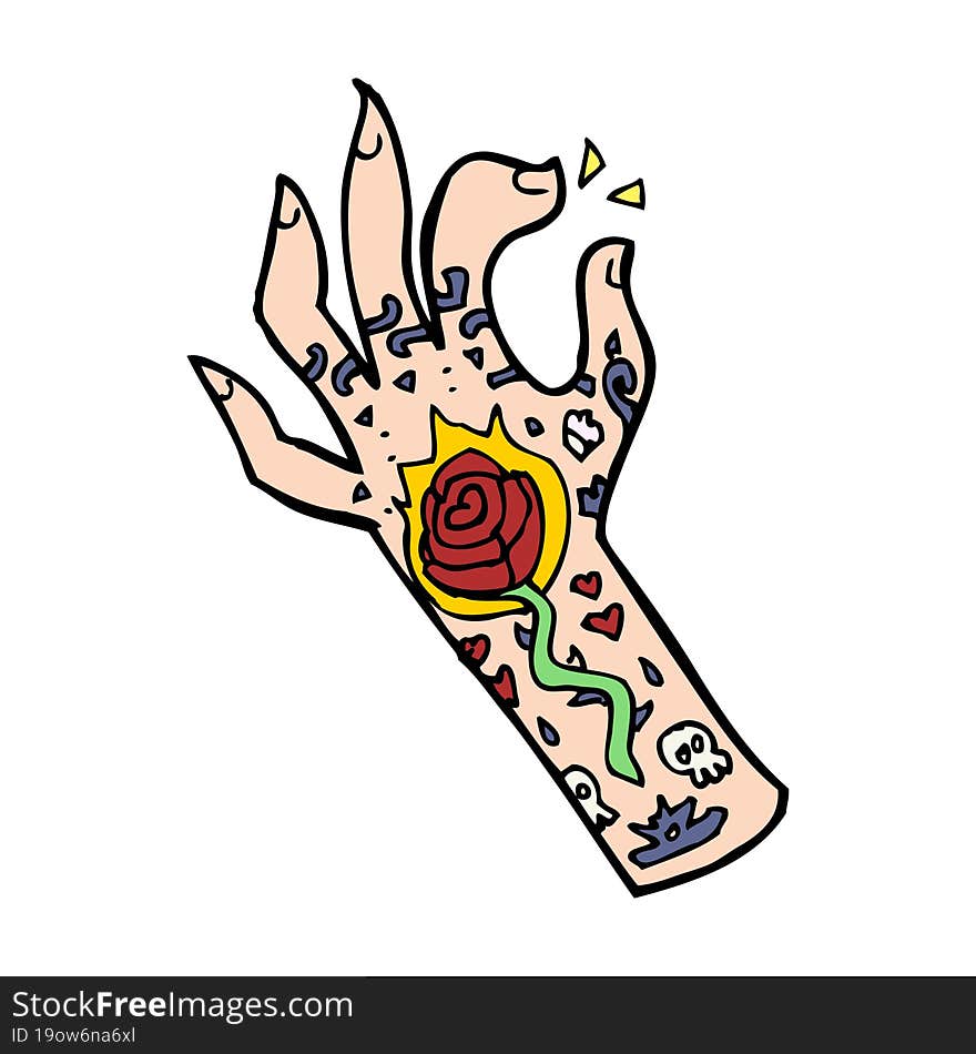 cartoon tattoo hand