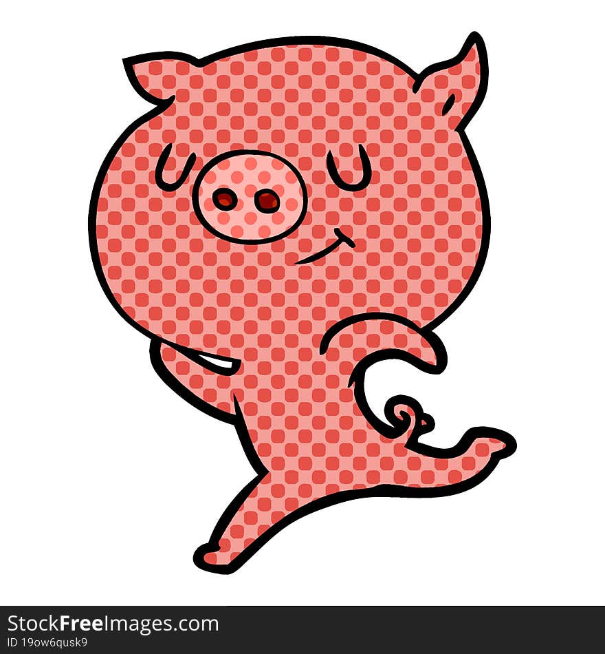 happy cartoon pig running. happy cartoon pig running