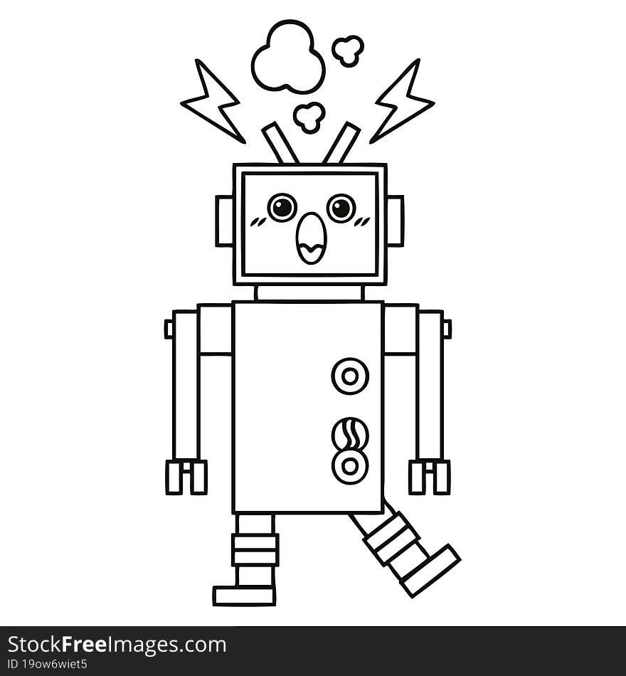 line drawing cartoon of a robot. line drawing cartoon of a robot