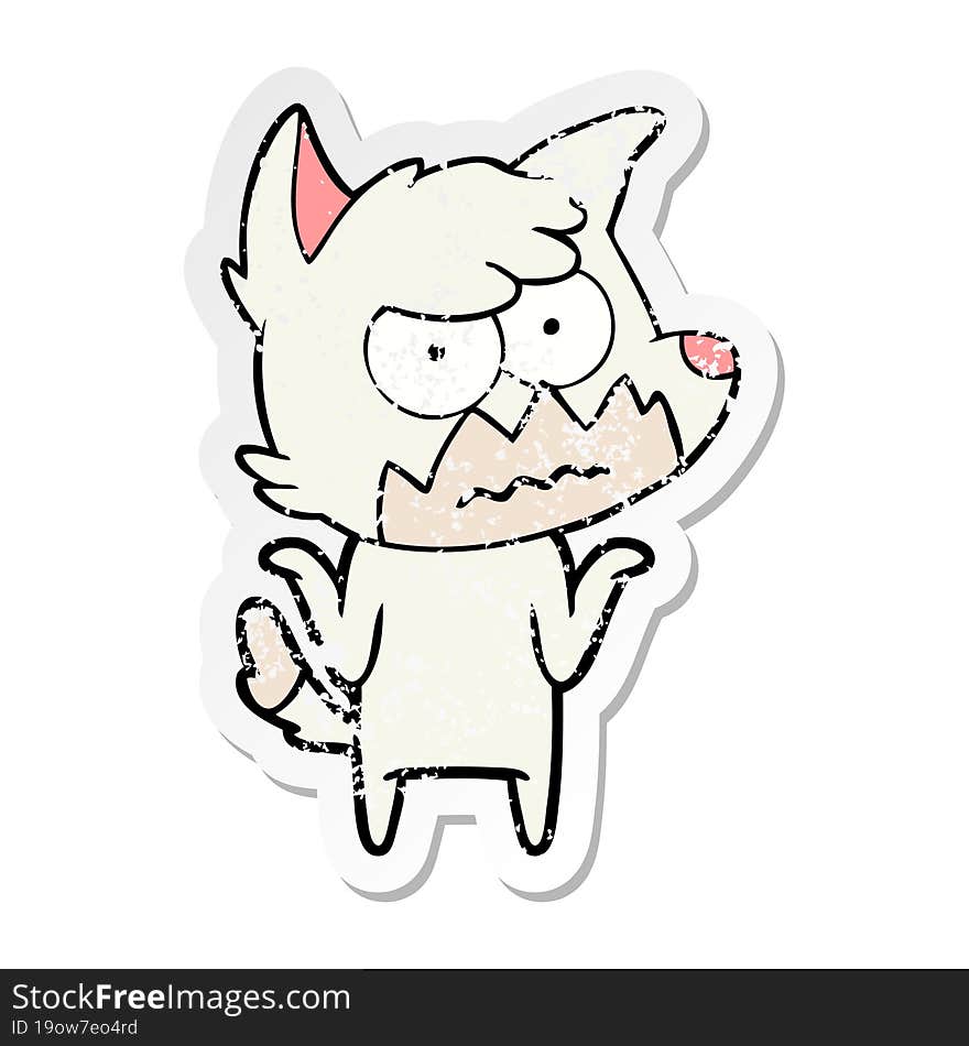 distressed sticker of a cartoon annoyed fox