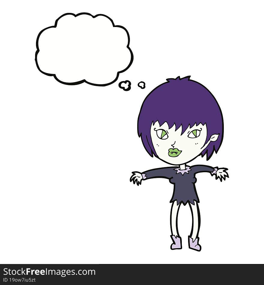 Cartoon Vampire Girl With Thought Bubble