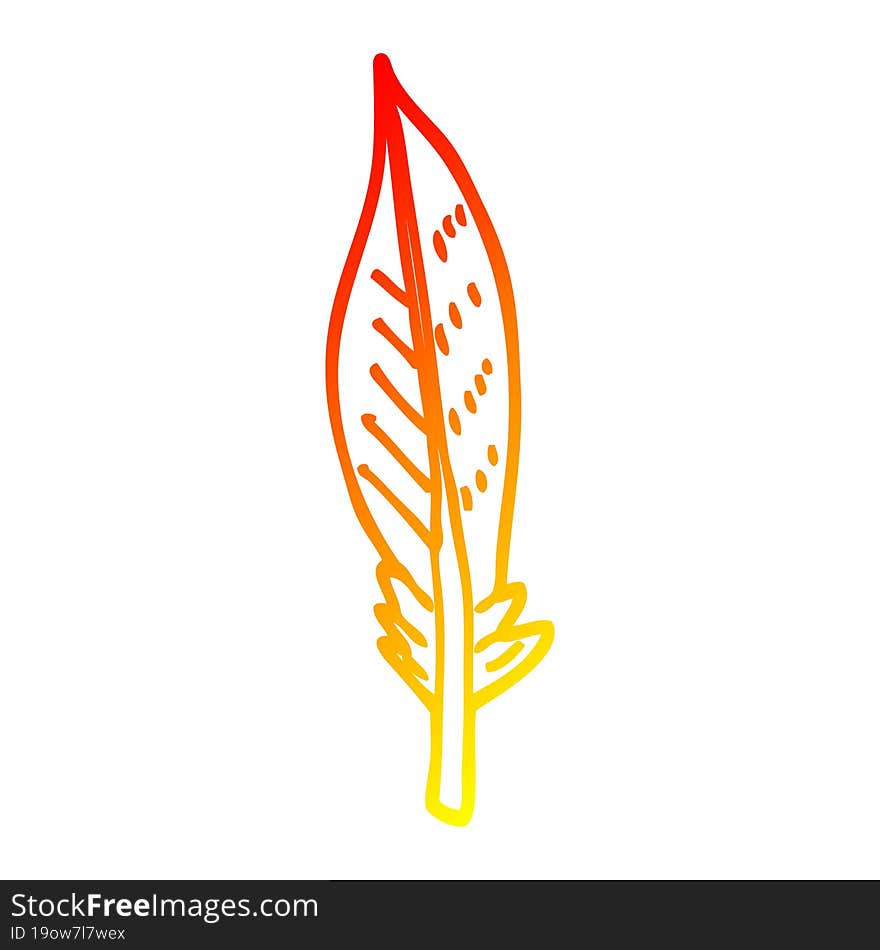 Warm Gradient Line Drawing Cartoon Green Feather