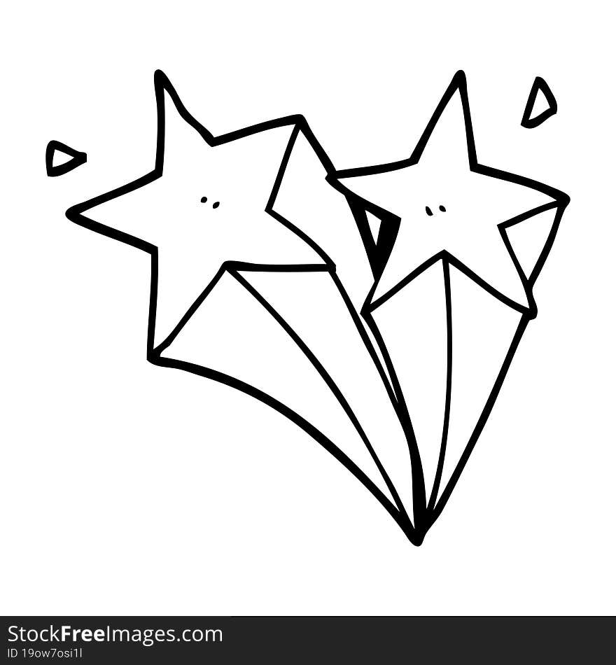 line drawing cartoon shooting stars