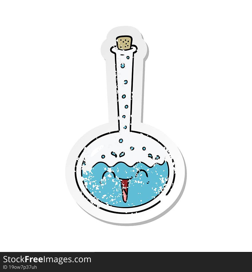 distressed sticker of a cartoon chemical potion