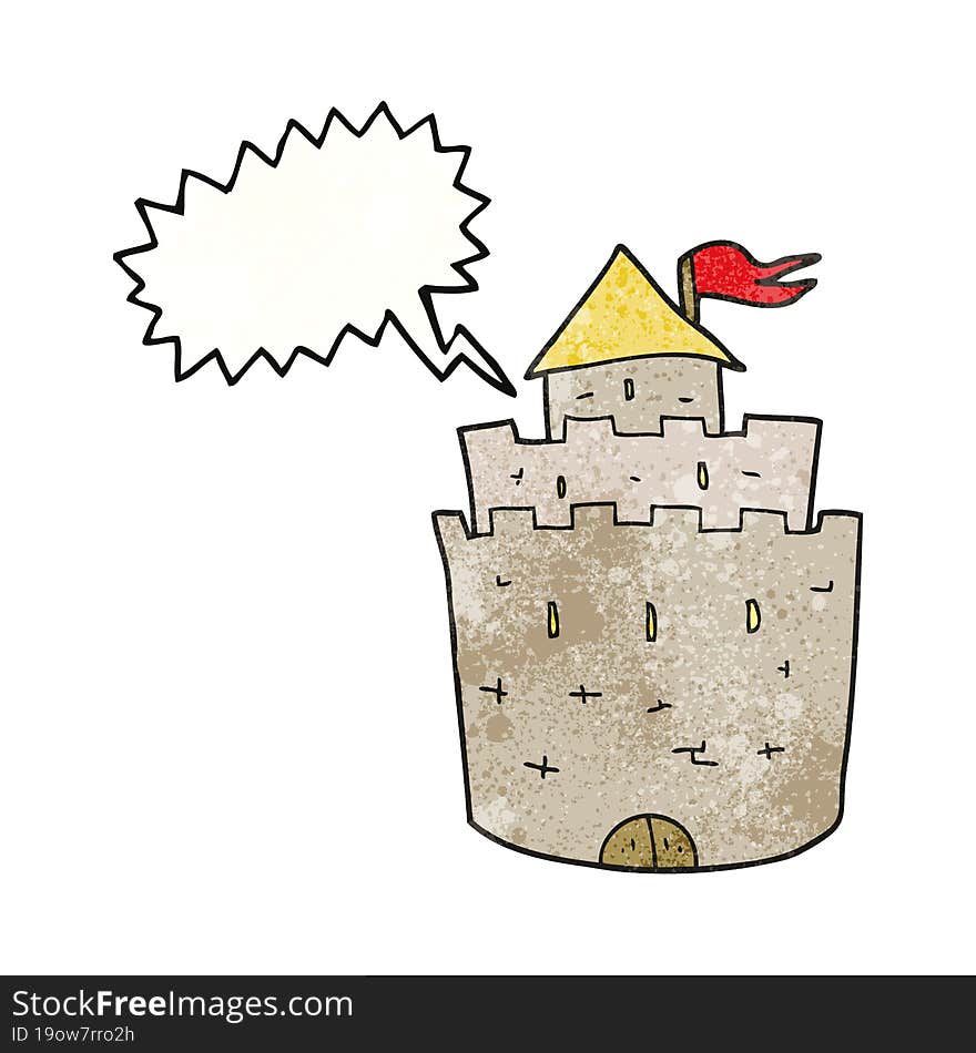 freehand speech bubble textured cartoon castle