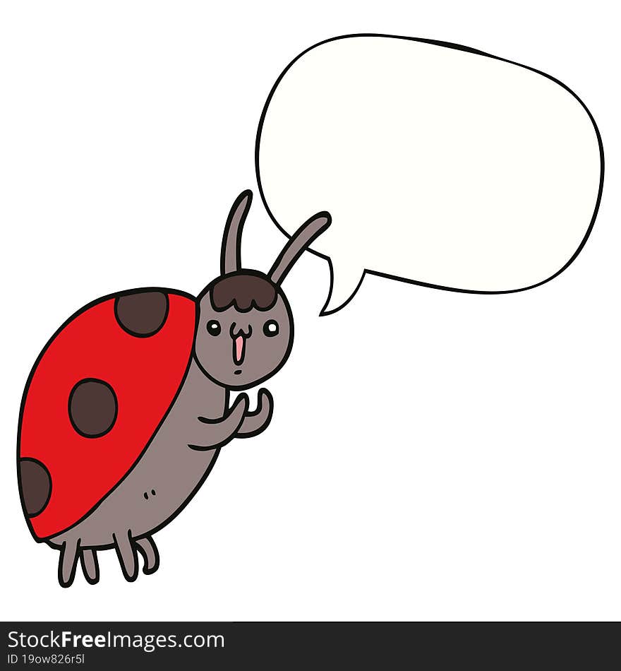 Cute Cartoon Ladybug And Speech Bubble