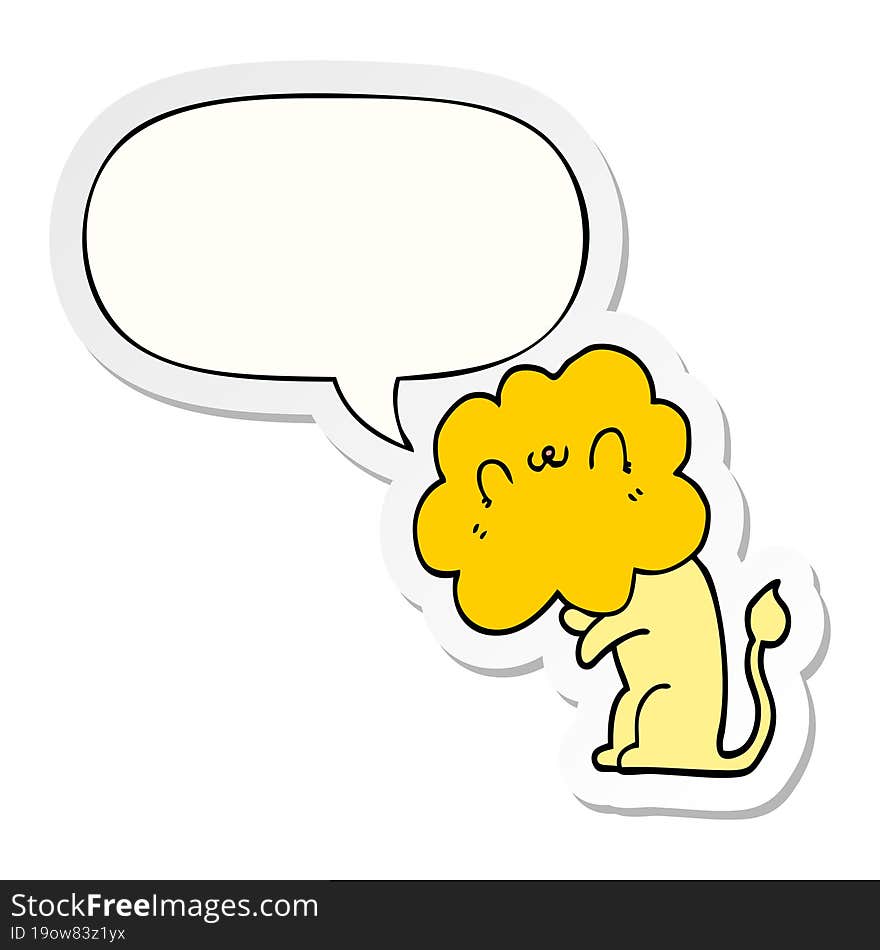 cartoon lion and speech bubble sticker