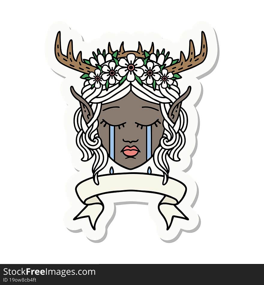 elf druid character face with banner sticker