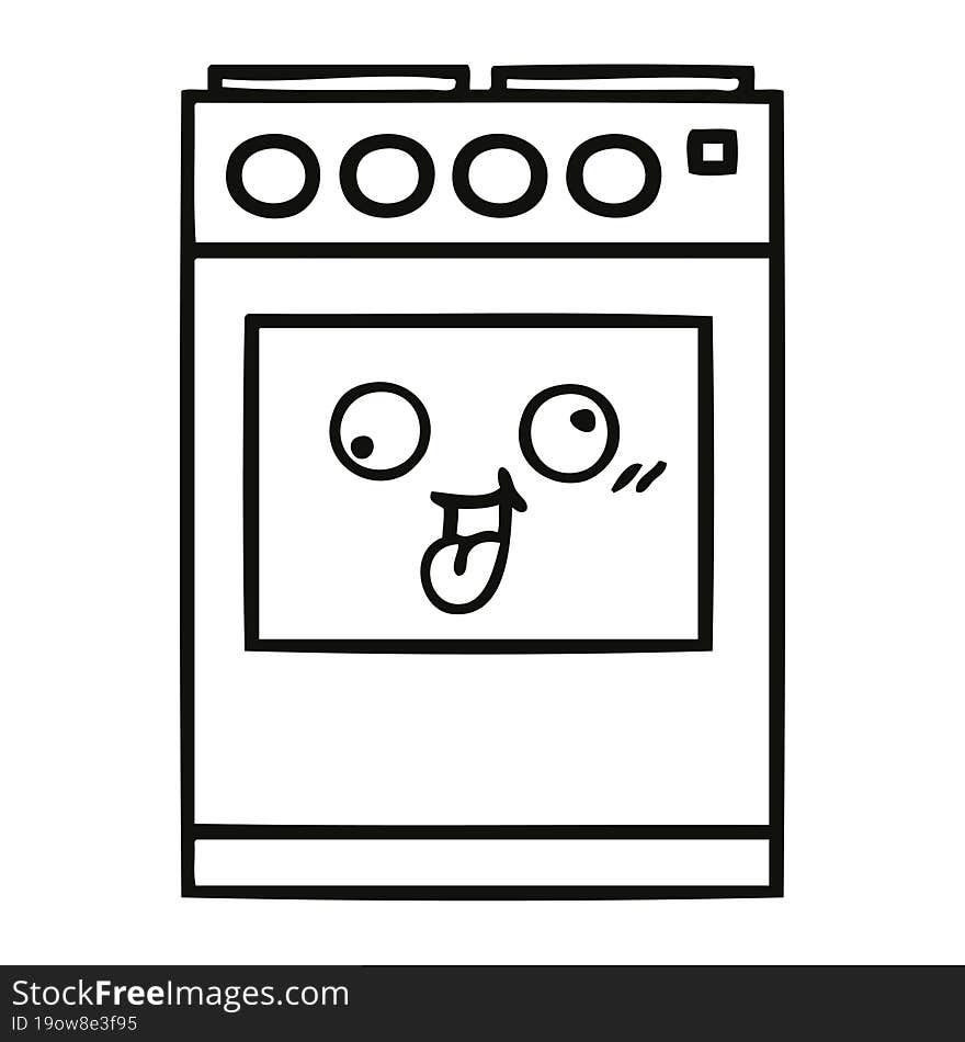 line drawing cartoon kitchen oven