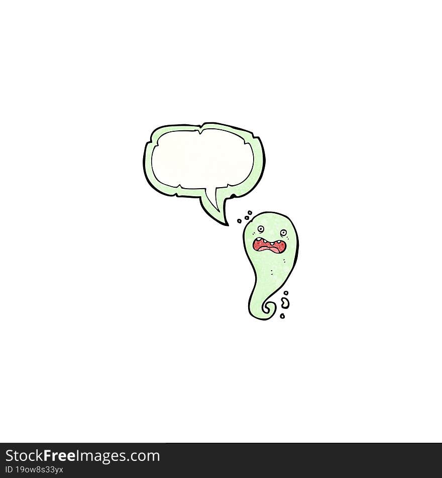 cartoon spooky ghost with speech bubble