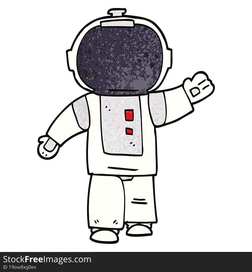 cartoon doodle walking astronaut