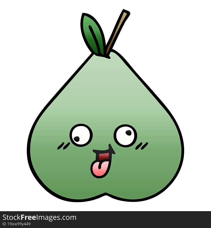 gradient shaded cartoon green pear