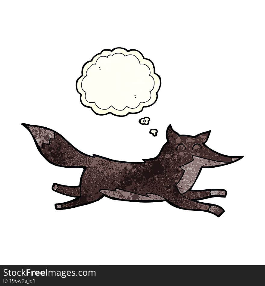 Cartoon Running Wolf With Thought Bubble