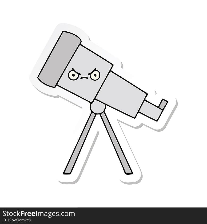 Sticker Of A Cute Cartoon Telescope