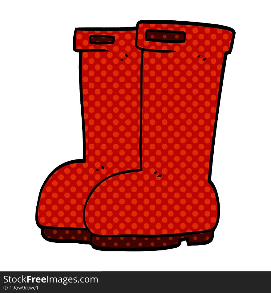 Cartoon Doodle Red Wellies