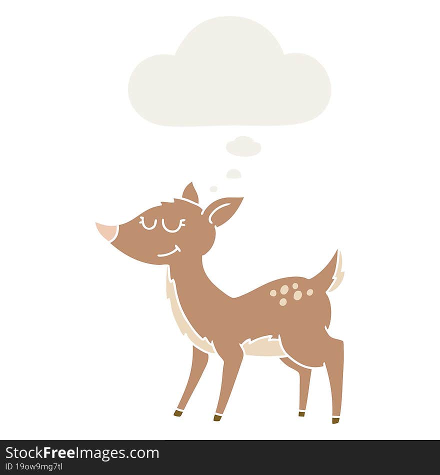 cartoon deer with thought bubble in retro style