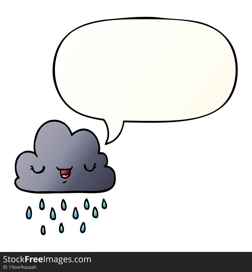 cartoon storm cloud and speech bubble in smooth gradient style