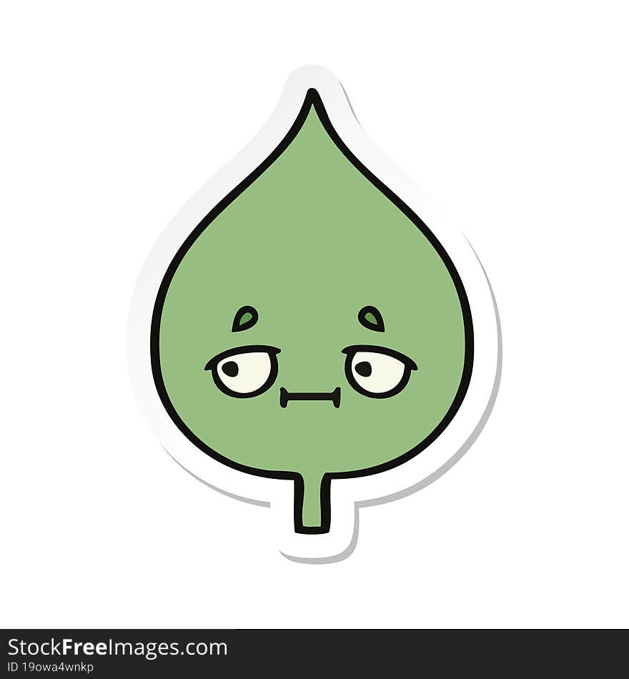 Sticker Of A Cute Cartoon Expressional Leaf