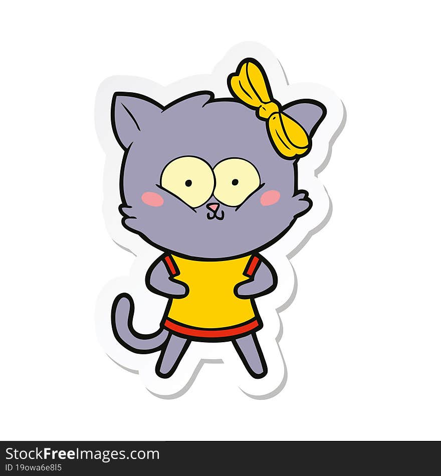 Sticker Of A Cartoon Cat