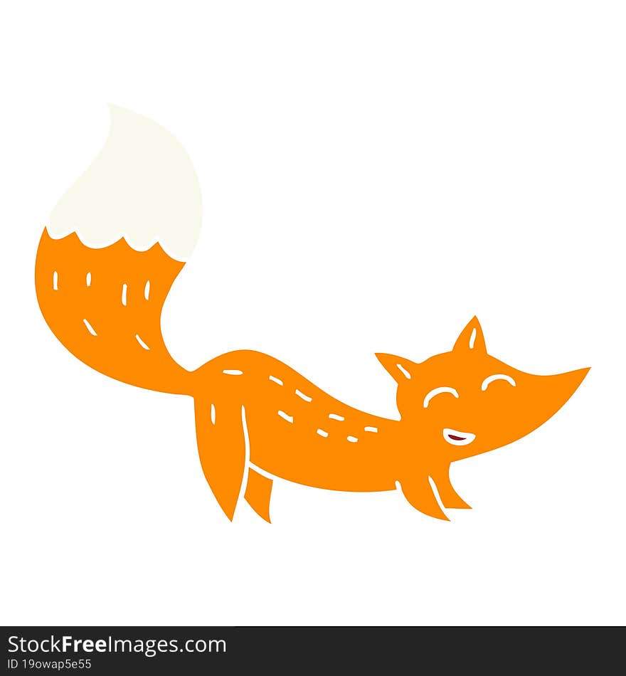 Flat Color Illustration Cartoon Happy Fox