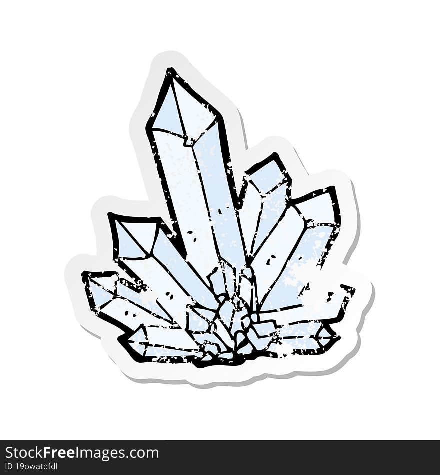 Retro Distressed Sticker Of A Cartoon Crystals