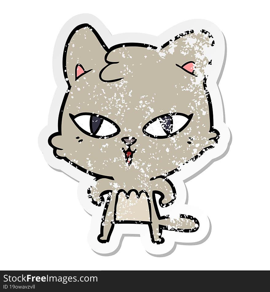 distressed sticker of a cartoon cat