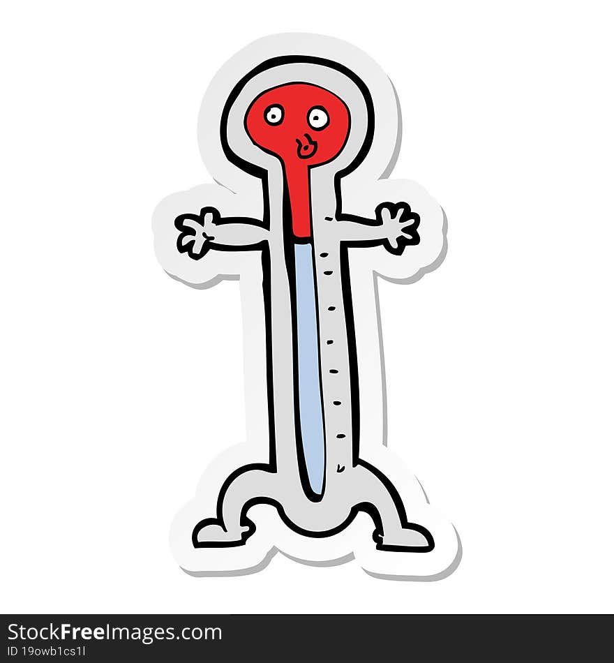 Sticker Of A Cartoon Thermometer