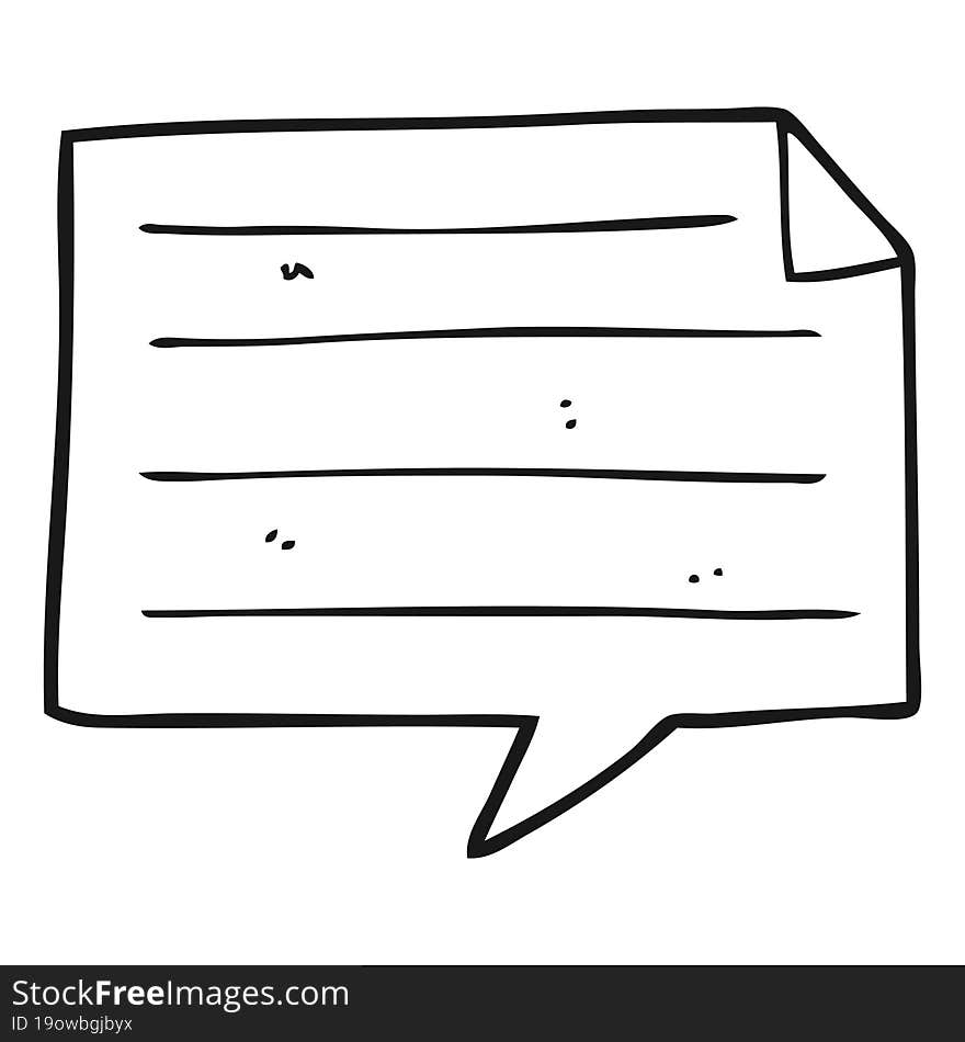 Black And White Cartoon Notes Speech Bubble