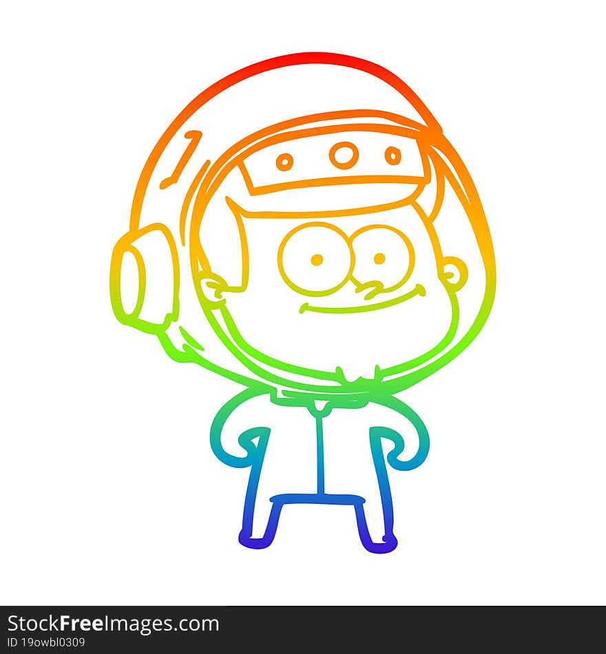 rainbow gradient line drawing happy astronaut cartoon