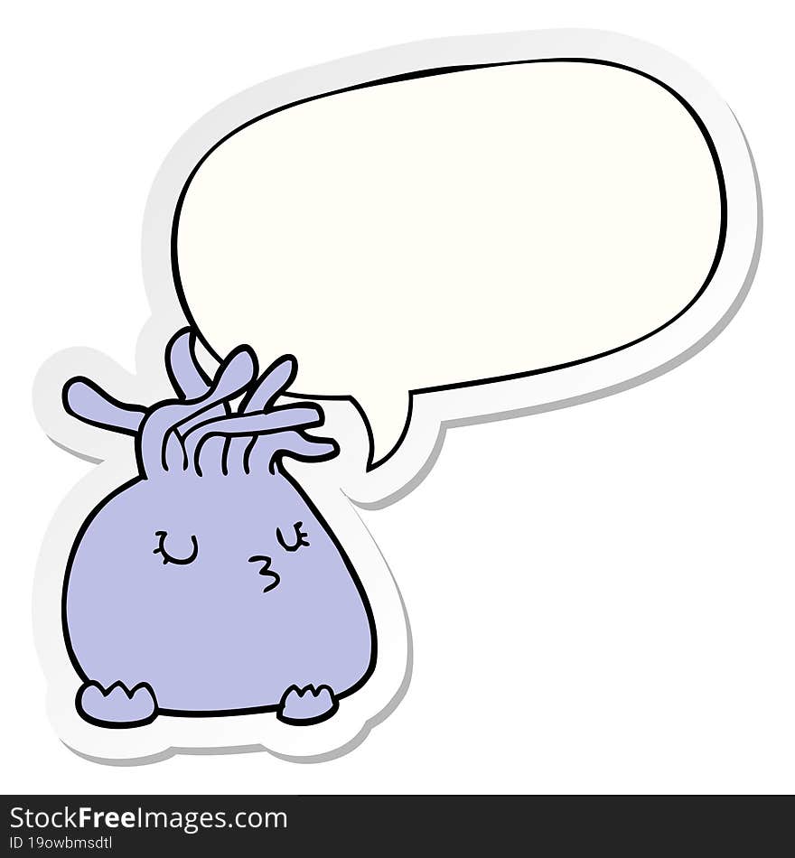 Cartoon Sea Anemone And Speech Bubble Sticker