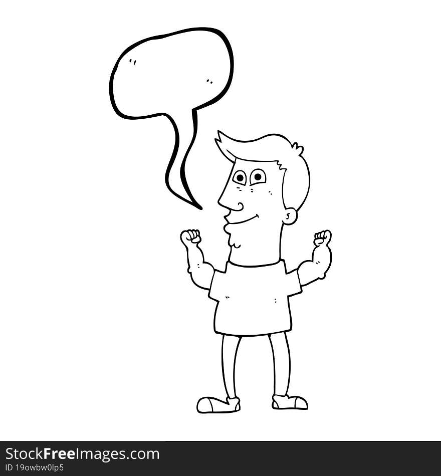 Speech Bubble Cartoon Celebrating Man