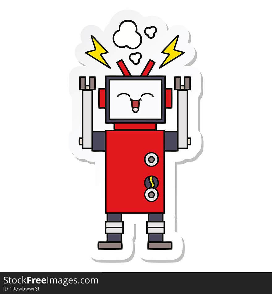 Sticker Of A Cute Cartoon Robot