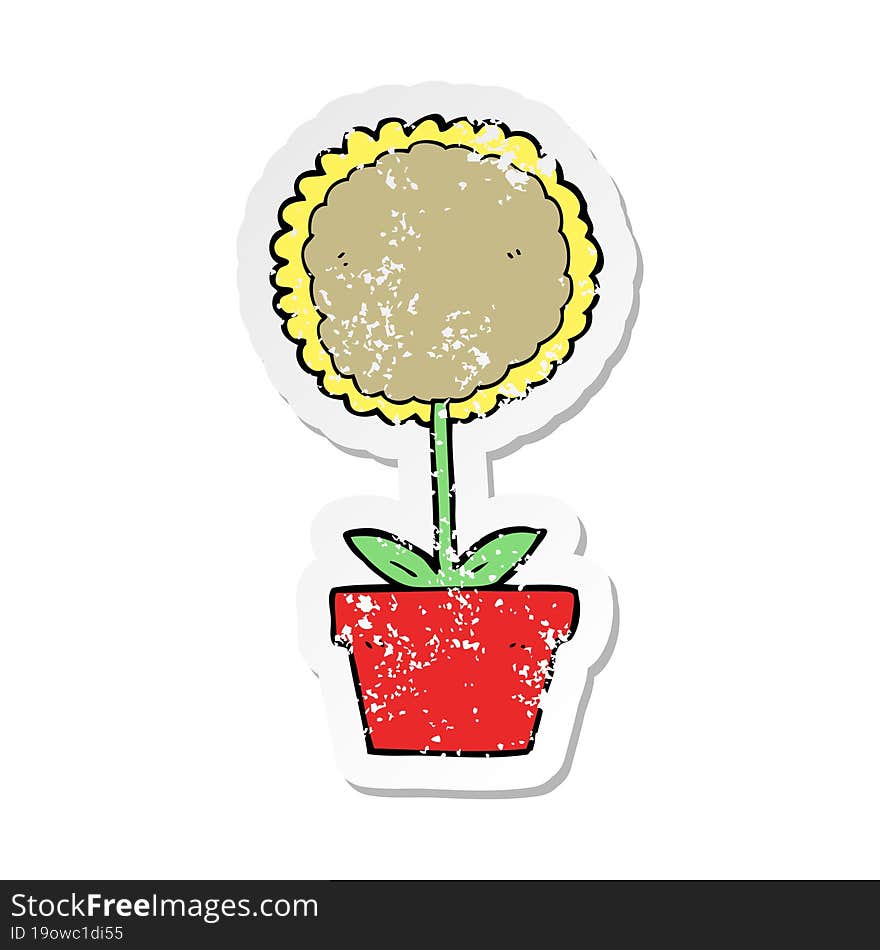 distressed sticker of a cute cartoon flower