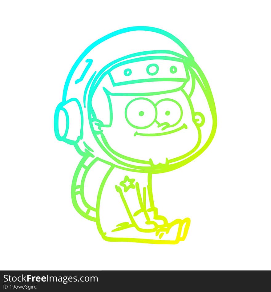 cold gradient line drawing happy astronaut cartoon