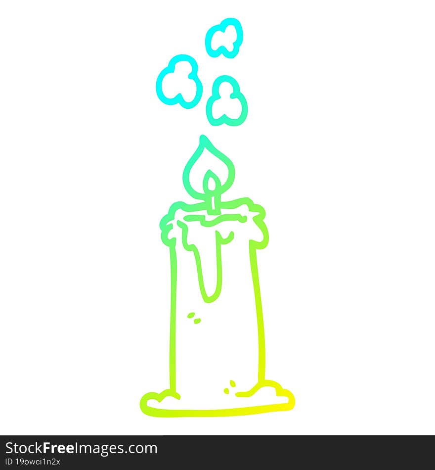 cold gradient line drawing cartoon candle burning